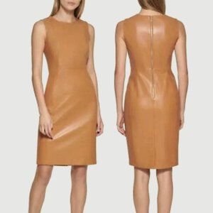 Calvin Klein faux leather sheath dress size 2